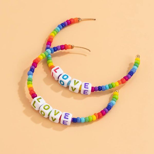 

hoop & huggie purui boho open rainbow earrings for women fashion girl letter 2021 trendy jewelry ladies big circle gift, Golden;silver