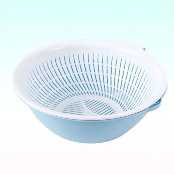 

storage baskets double layer drain basket washing fruit and vegetable multi-purpose size blue