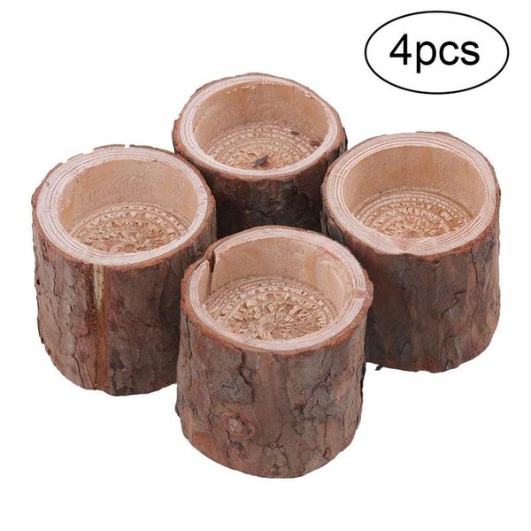 

4pcs minimalist wooden candlestick candle holder table decoration plant flower plot