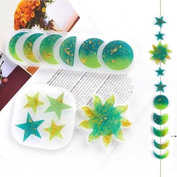 Nuovo FAI DA TE Stampi in silicone resina epossidica Moon Star Sun Stampo Manuale Ornamento Pendente Muffa Bianco Trasparente Nuovo EWD6853