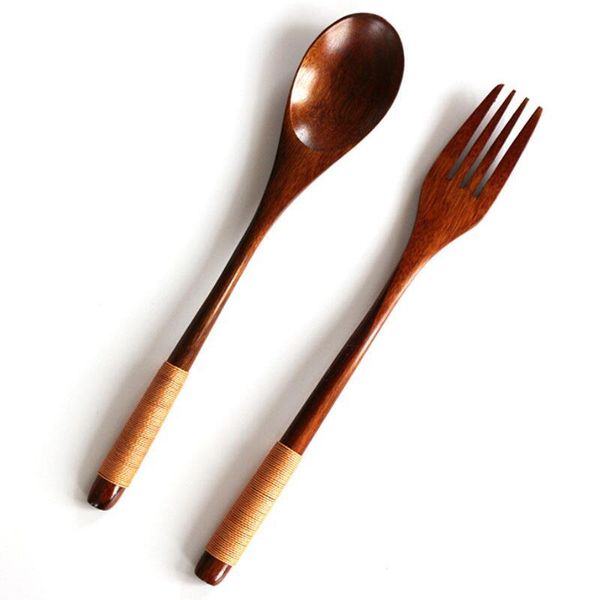 

dinnerware sets 2pcs/set wooden spoon fork set portable cutlery wood salad japanese style lx7884