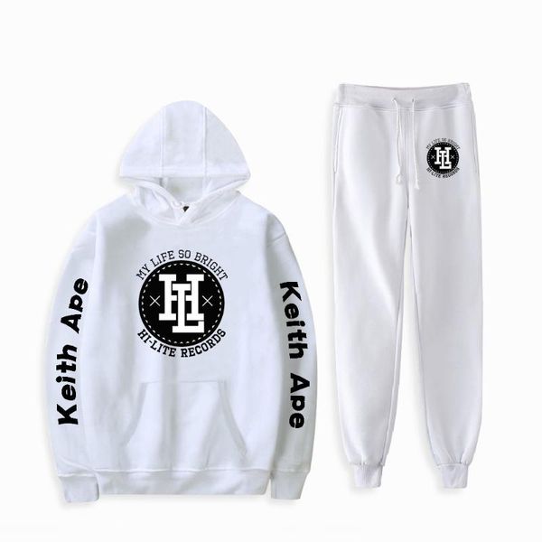 

men's hoodies & sweatshirts kpop rapper ape sweatshirt two piece set hoodie+jogger pant harajuku streetwear 2021 hip hop clothes women, Black