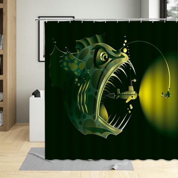 

shower curtains creative sea animals fish curtain fishing piranha waterproof bathroom decor child polyester hanging with hooks