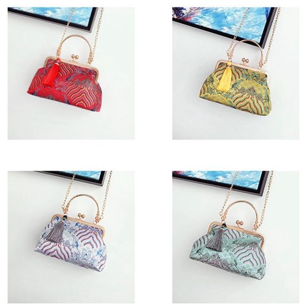 

evening bags retro su haiya wind cloth bag temperament elegant tassel cheongsam gold banquet portable diagonal package