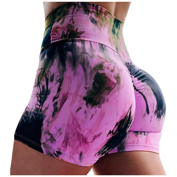 

fashion home service leggings ladies tie-dye printed sports tight yoga shorts high waist hip fitness yoga pants boxer shorts, White;red
