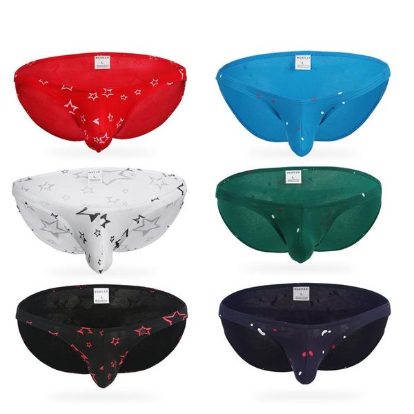 

underpants aiiou mens cotton underwear print pants briefs male panties gay bikini comfortable soft brief, Black;white