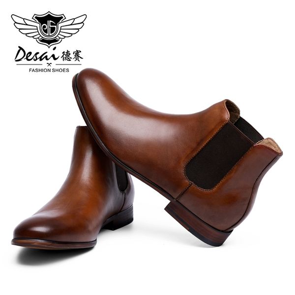 

desai wedding gentleman genuine leather shoes mens boots chelsea fashion shoes for men brown black boots 211106
