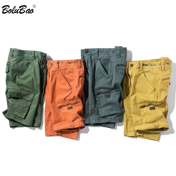 

bolubao brand men straight shorts summer new men's outdoor solid color cargo shorts male casual knee length shorts (no belt) 210316, White;black