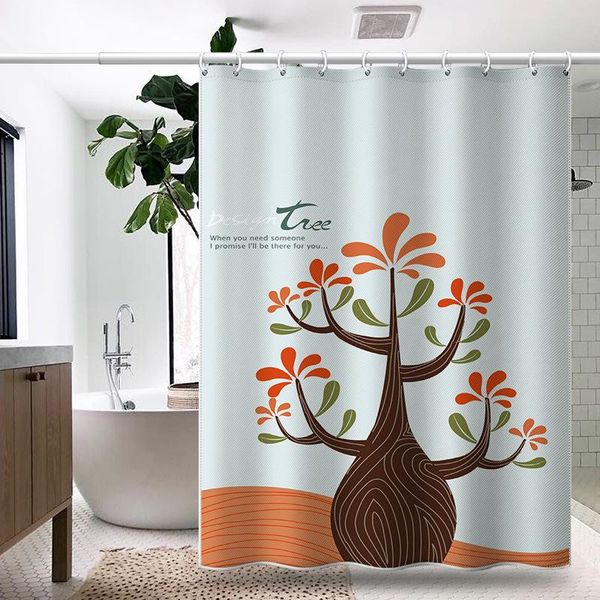 

shower curtains abstract hand-painted tree plant curtain waterproof and mildewproof cloth bathroom partition