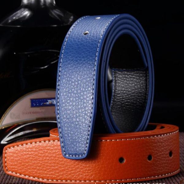 

belts luxury genuine leather men belt pin buckle body smooth punching double-sided without, Black;brown