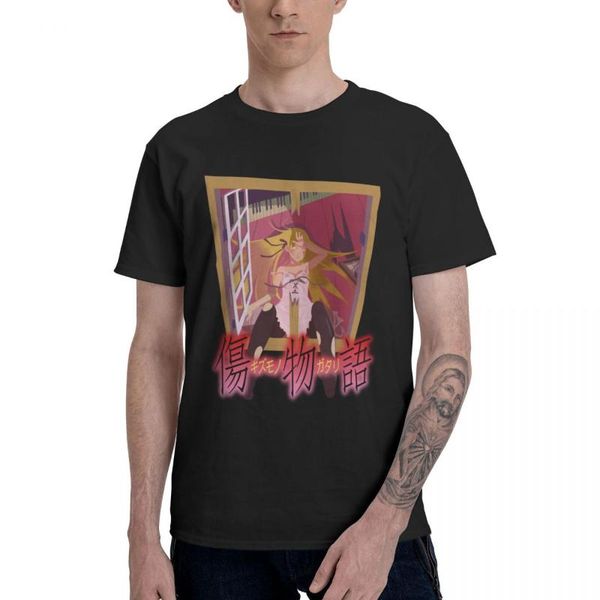 

men's t-shirts classic round neck kizumonogatari tekketsu-hen t shirt graphic print male cotton tee, White;black