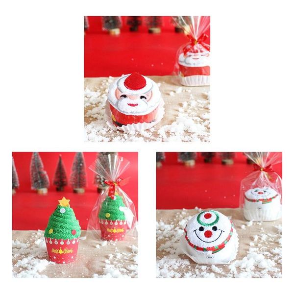 

towel christmas gift cake shape cotton santa claus snowman tree cartoon el room
