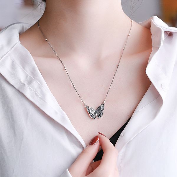 

chaosheng s925 sterling silver versatile exquisite mini butterfly necklace fashion cool style clavicle chain necklace female
