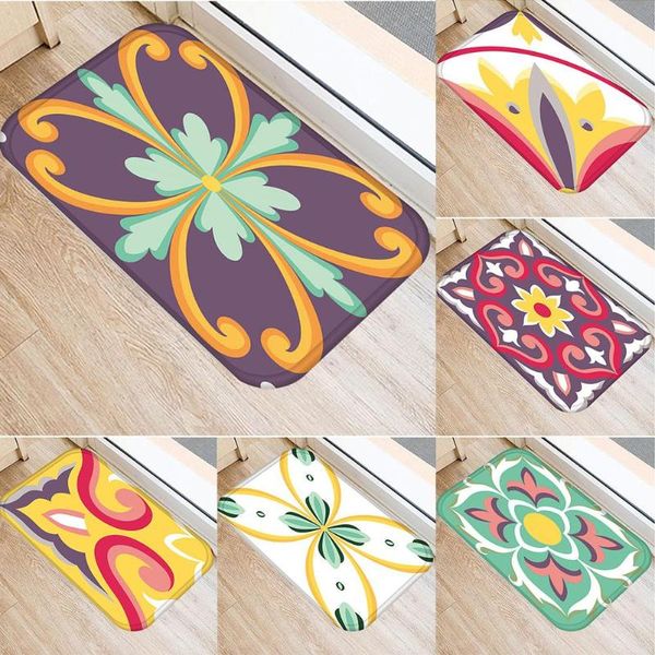 

cushion/decorative pillow 60cmx40cm colorful flower print flannel kitchen non-slip door floor mat pad cushion water absorption carpet home d
