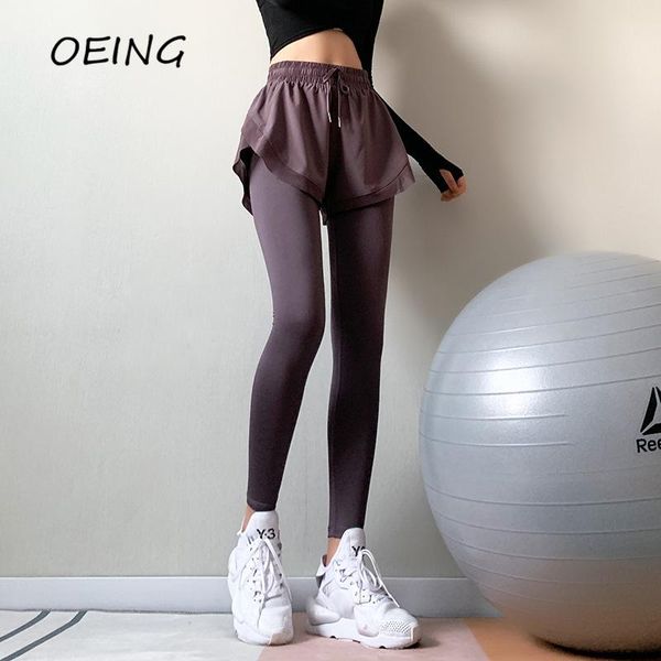 

yoga outfit women plus size pants gym clothes leggings two fake fitness trousers running
