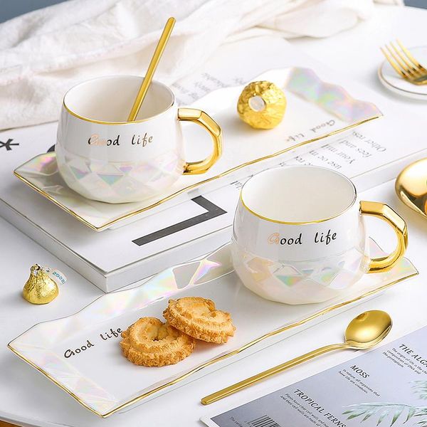 

cups & saucers 2021 ceramic mug with lid spoon creative personality trend cup simple couple drinking home men and women coffee