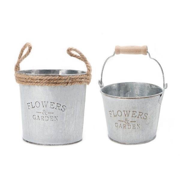 

vases vintage galvanised metal iron flower garden shabby vase pot barrel planter decor