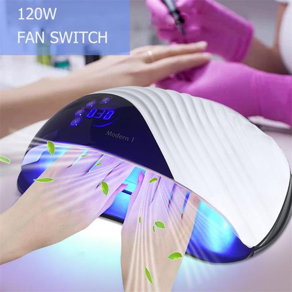 

nail dryers 120w led uv lamp dryer gel polish light fan switch smart sensor curing varnish not black hands no pain professional salon