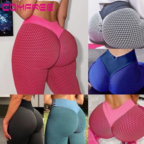 

yoga outfit pants scrunch bulifting workout leggings for women textured tights high waist seamless sport gym fitness leggins