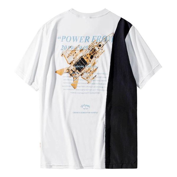 

men's t-shirts summer design joint t-shirt short sleeve printed tee harajuku streetwear hip hop fashion cotton round neck trending, White;black