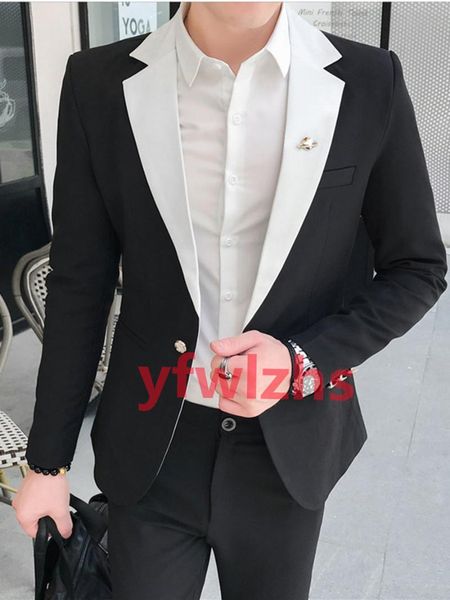 

men's suits & blazers arrival one button groomsmen notch lapel groom tuxedos men wedding/prom blazer ( jacket+pants+tie) d147, White;black