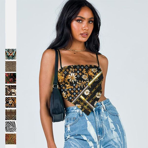 

propcm summer tank comfortable backless sleeveless digital printing halter ladies sling tube vest party clubwear street, White