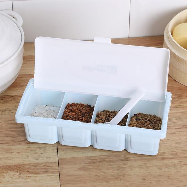 

storage bottles & jars box kitchen seasoning spices jar condiment accessories 4 grid multifunctional