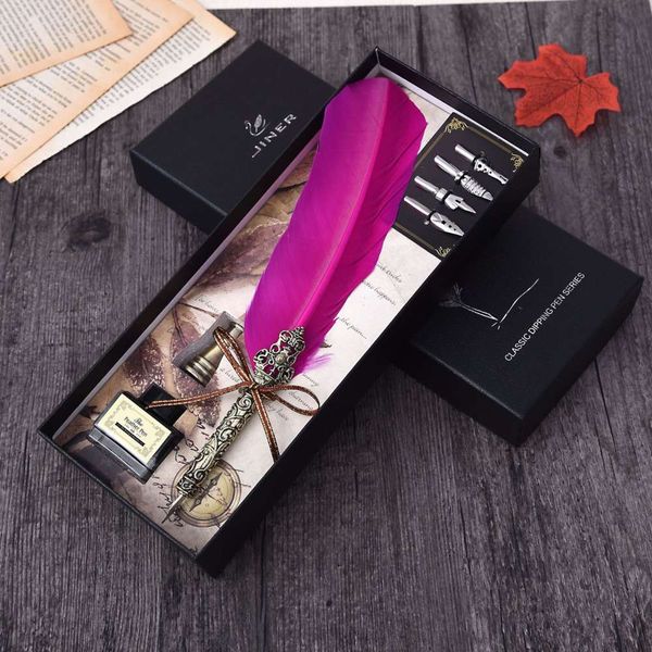 

korean japanese style feather pen gift set advertisement can be given away