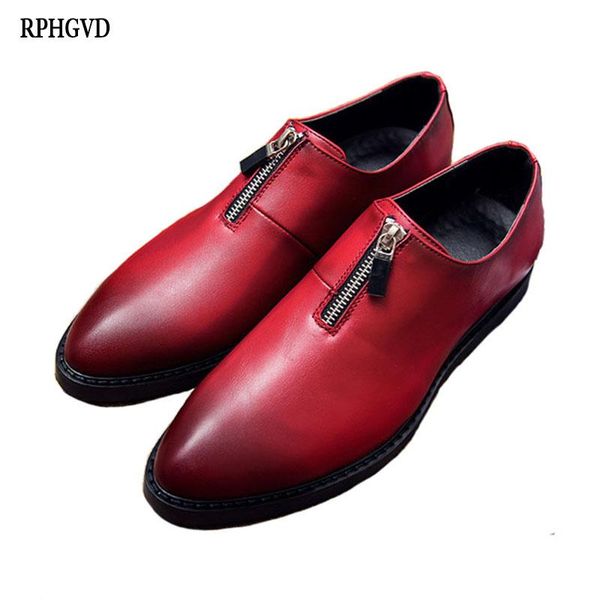 

dress shoes 2021 large size men pointed dhoes business zipper casual leather, Black