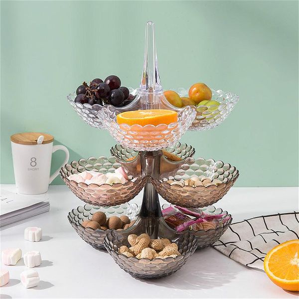 

kitchen storage & organization multi-layer plastic plate dried fruit snack platter bowl table candy trays rack organizer stacked european tr