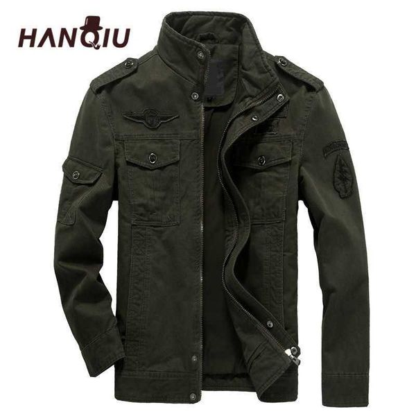 

hanqiu brand m-6xl bomber jacket men military clothing spring autumn male coat solid loose army military jacket 210927, Black;brown