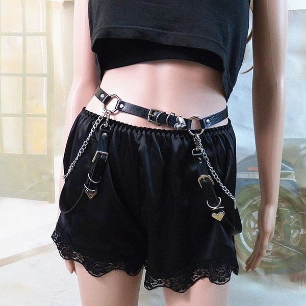

belts love heart girl hiphop chain belt women sweet adjustable disco dancing punk style, Black;brown