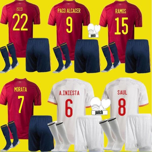 

men's t-shirts adults kit kids m.llorente morata koke asensio sergio silva ferran saul child 2021 -2021 spaines shirt, White;black