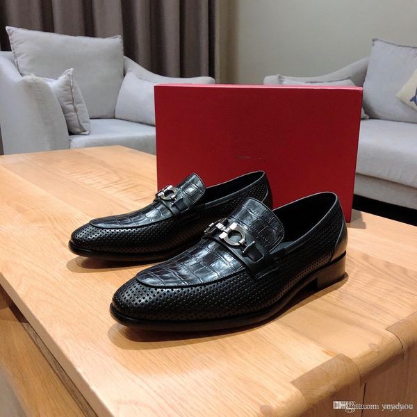 

g1 new fashion alligator pattern single monk strap formal shoes luxury men pointed toe dress shoes breathable groom wedding shoe 33, Black