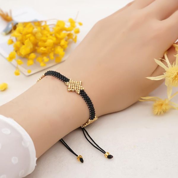 

charm bracelets go2boho miyuki beads bracelet for women gold star pattern girlfriend handmade woven jewelry pulseras mujer, Golden;silver