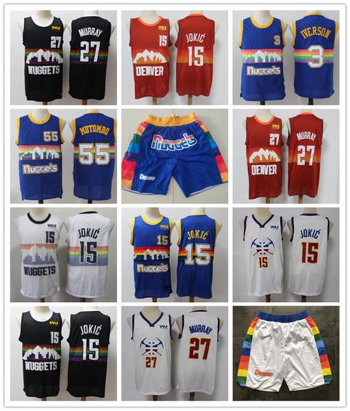 

jersey dikembe 55 mutombo allen3iverson nikola 15''jokic jamal 27 murray denver''nuggets''men basketball jerse, Black;red