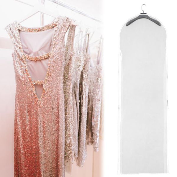

clothing & wardrobe storage double-sided transparent tulle/voile wedding bridal dress dust cover with side-zipper for home gown bag