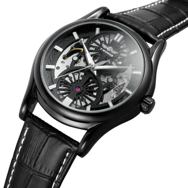 

wristwatches forsining vintage luxury automatic watch for men wristwatch fashion waterproof leather band, Slivery;brown