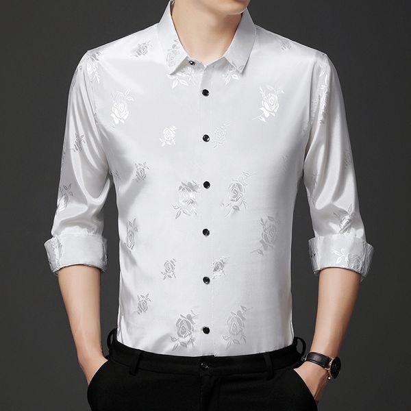 

2021 men's spring and autumn long sleeve shirt middle-aged busins father fashion shirt men, Black