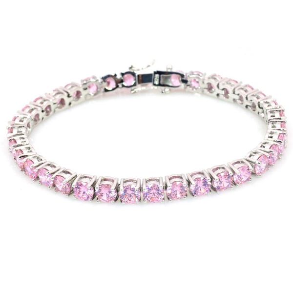 

link, chain elegant pink clear zircon stone bracelet sliver plated wedding party bracelets for women bridal bas1516002, Black