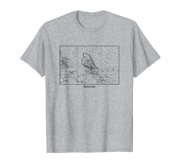 

mackinac island nautical marine chart t-shirt, White;black