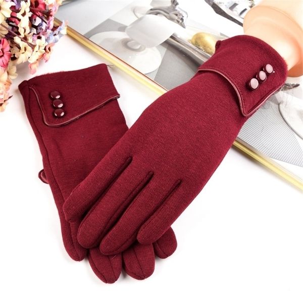 

non fluffy gloves plus autumn and winter warm touch screen women's cotton students' cycling driving outdoor, Black