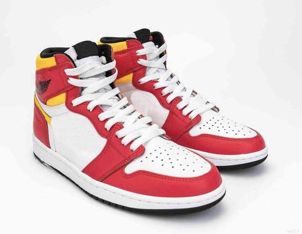 

2022 authentic 1 light fusion red 1s high men dress shoes 555088-603 white laser orange black retro sports sneakers with box 1top