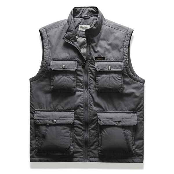

men's vests 2021 men warm zip casual vest autumn male waistcoat sleeveless jacket mens outdoors many pockets climbing hiking gilets coa, Black;white