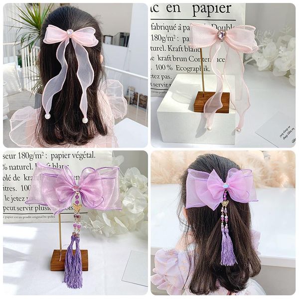 

hair accessories 2021 children cute colors lace streamer ornament clips baby girls lovely alloy barrettes hairpins kids, Slivery;white