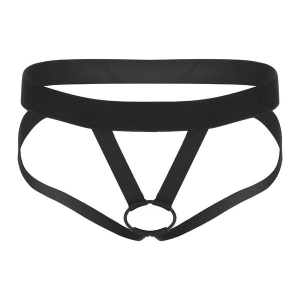 

men's swimwear mens low rise open back crotchless jockstrap stretch bikini g-string underpants with metal o-ring erotic lingerie underw