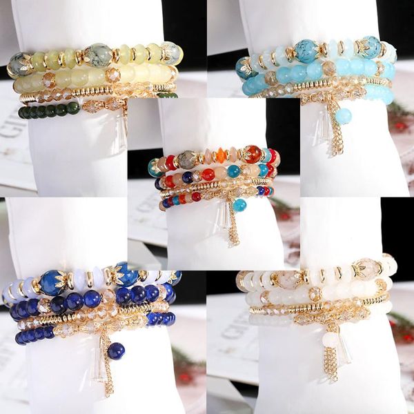 

beaded, strands 5 set boho color beaded bracelet women fashion accessories pulseras feminina heart pendant jewelry girl charms, Black