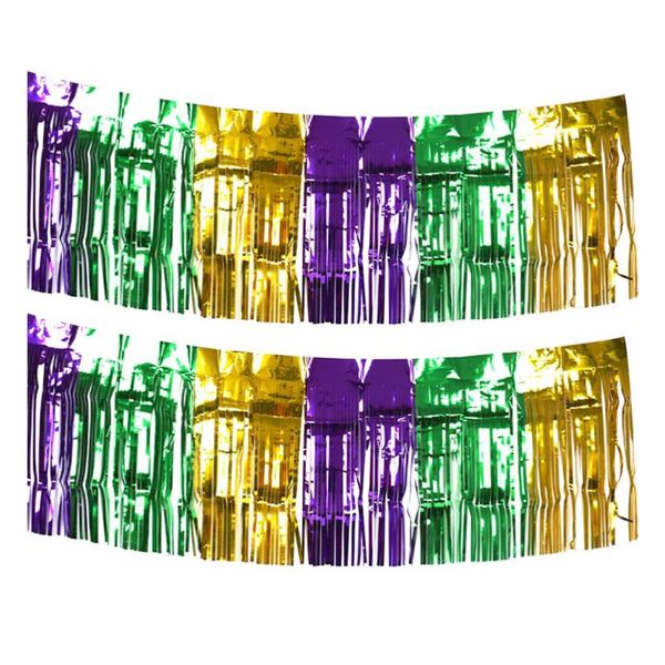 

2pcs background curtain tassel hangings carnival party curtain (colorful)