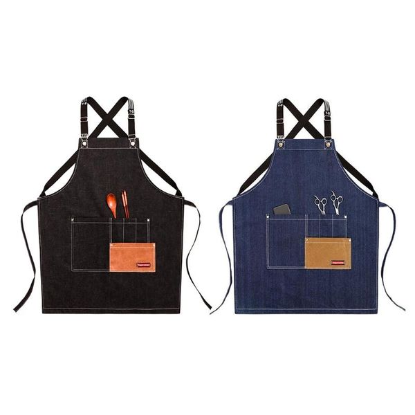 

chef apron cotton canvas cross back adjustable apron with pockets for women and e7cb