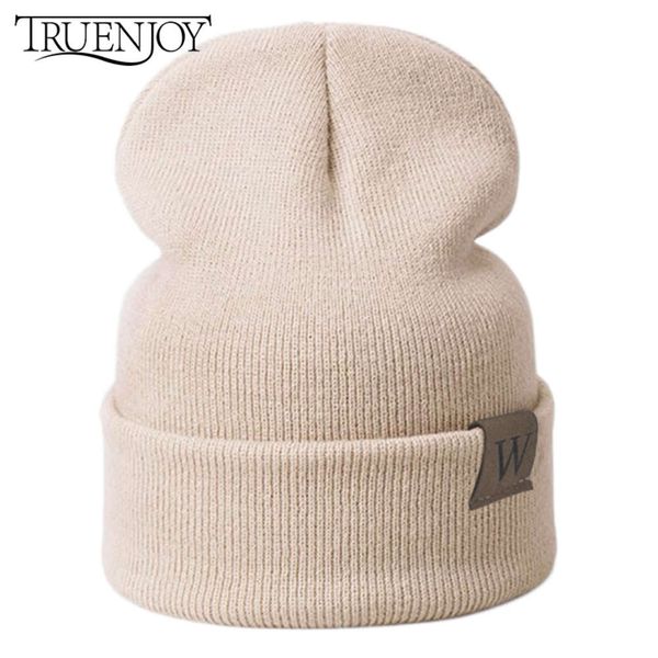 

truenjoy casual beanie hat cap winter knitted skullies hats for women men solid color women's beanies bonnet high quality, Blue;gray
